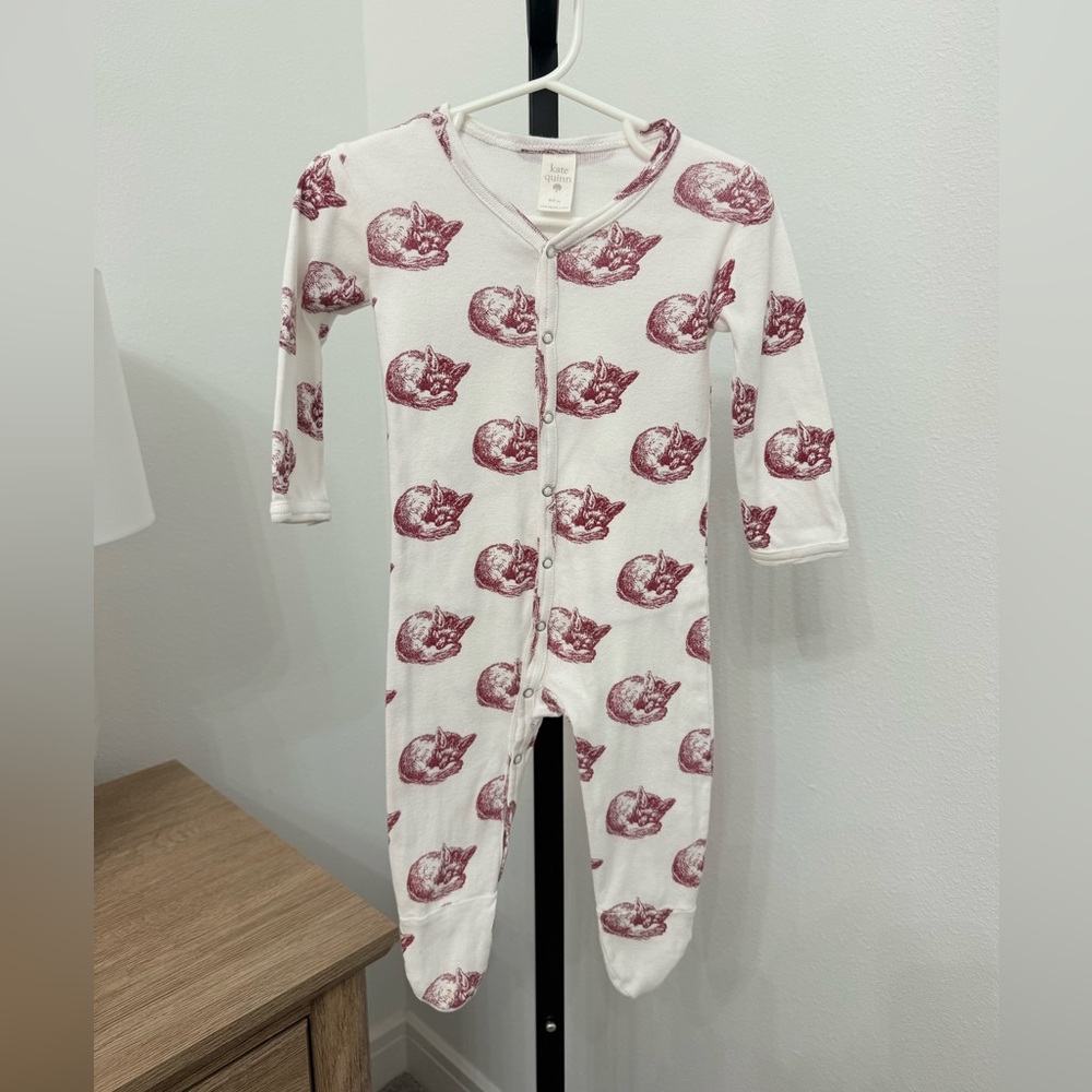 Kate Quinn Fox Print Zipper Footie Size 6-9 Months